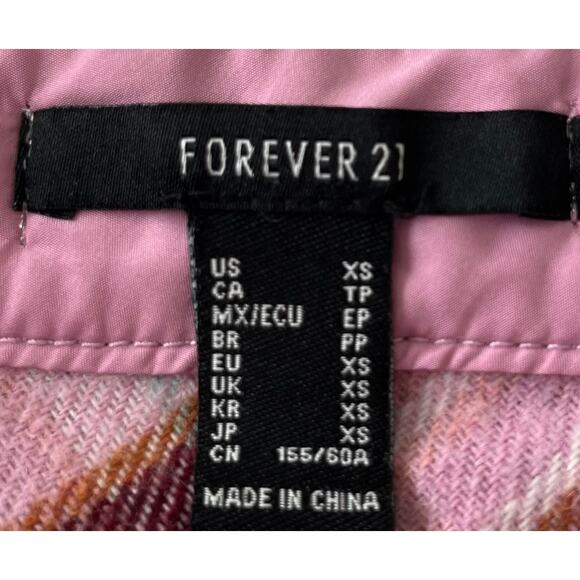 FOREVER 21 FLAT WAISTBAND FLARED MINI SKIRT, JUNIORS, XS-PINK BURGUNDY, GOLD GEO - Picture 11 of 12